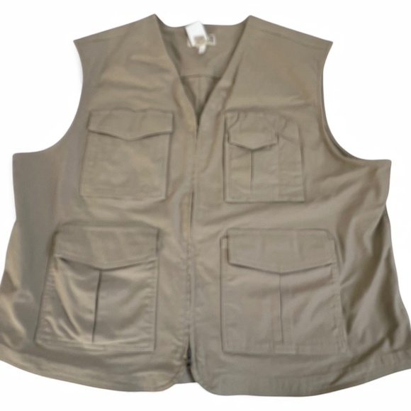 Duluth Trading Vest Size 2XL Utility Tactical Hunting Outdoor Tan Zip UP Cotton - Picture 1 of 6